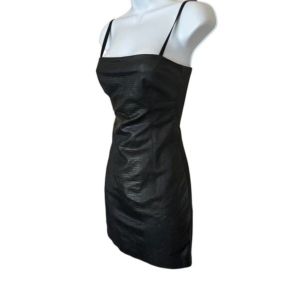The Andamane Black Faux Leather Mini Slip Dress SMALL Club Designer Italian $590 - Picture 6 of 11